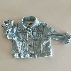 🌸 OshKosh B’gosh Denim Jean Jacket Embroidered Flowers Size 12M
